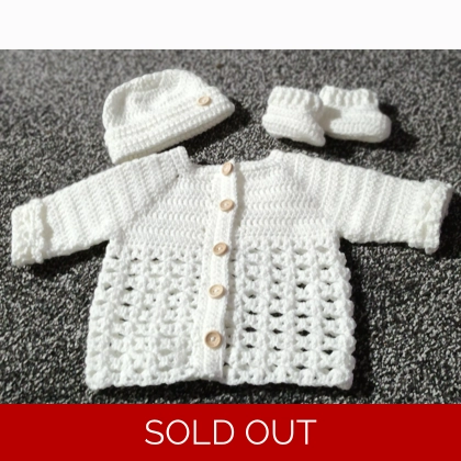 Baby cardigan, hat & booties set